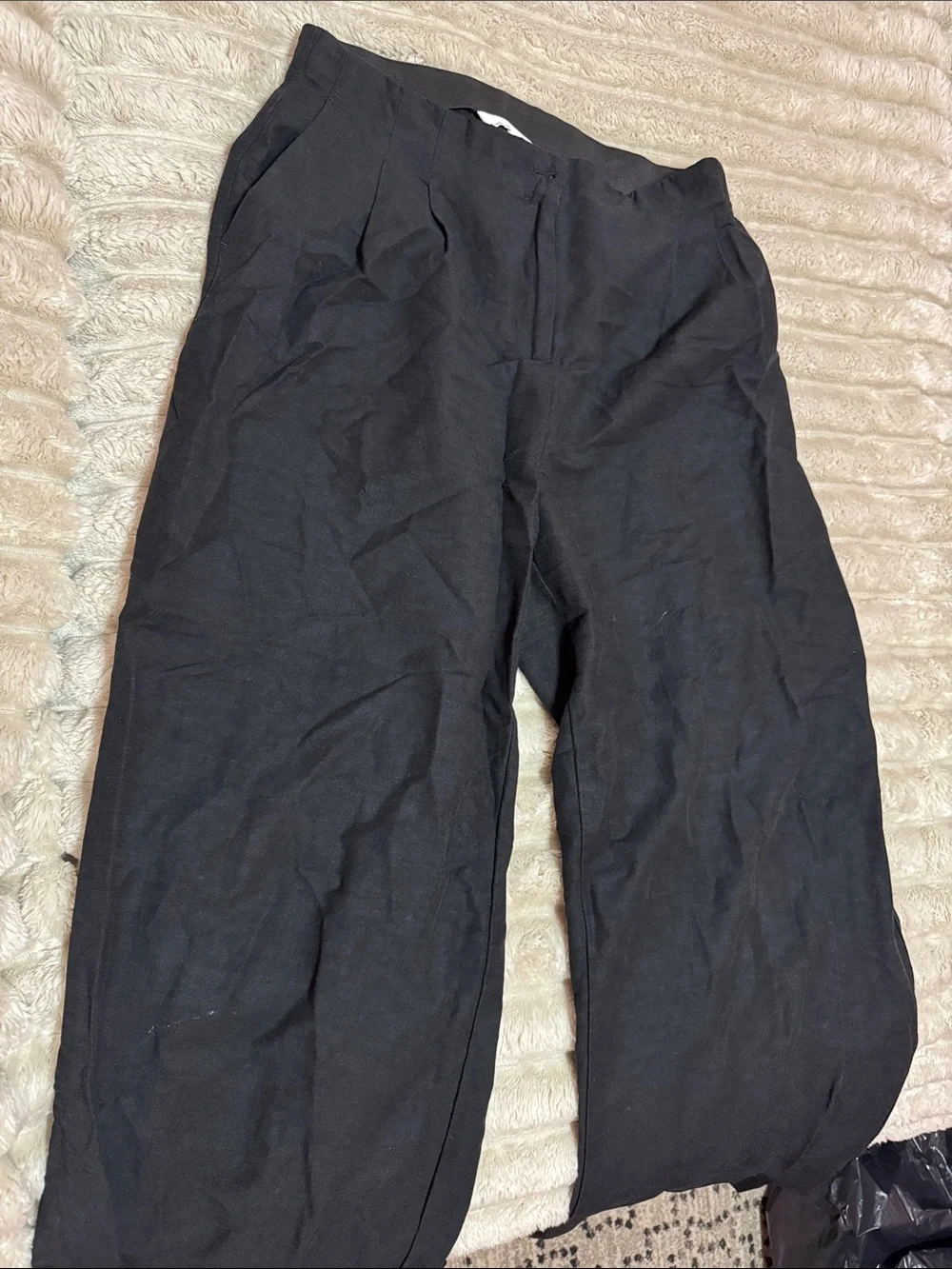 H&M Black Wide Leg Linen Women's Pants